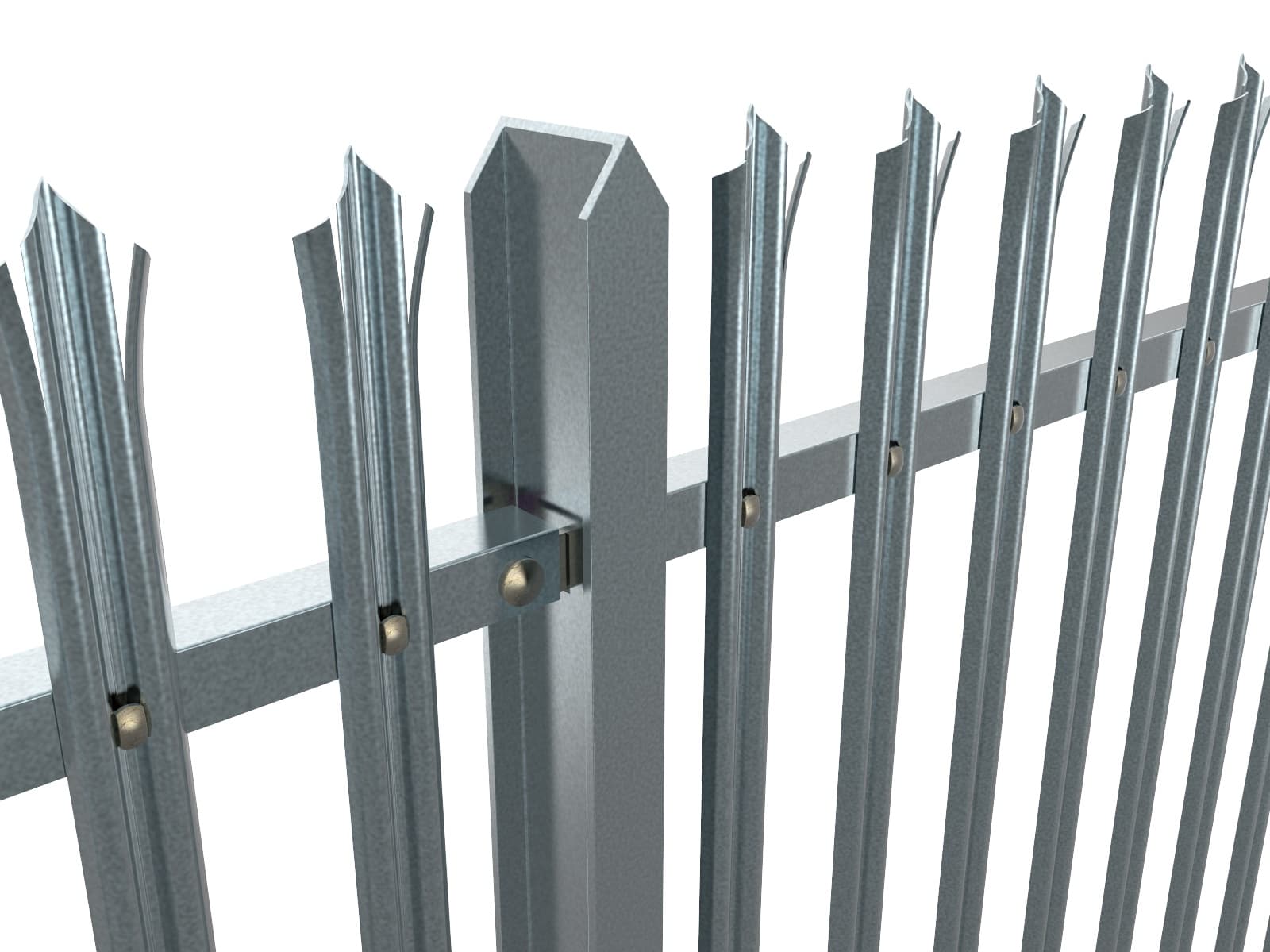 Galvanised steel palisade fencing